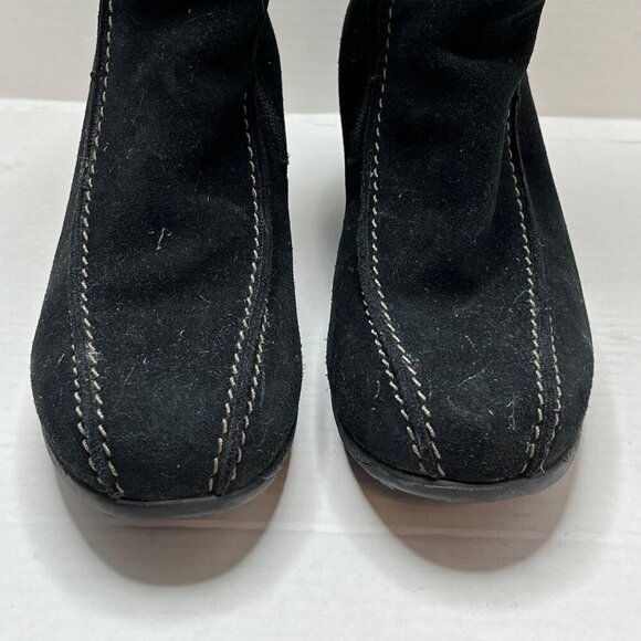 Pajar Wedge Suede Ankle Boots Black Contrast Stitch Shearling Lined Zipper‎ 8.5 - Picture 7 of 15